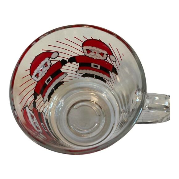 Vintage Luminarc Clear Glass Santa Claus Christmas Mug Holiday Coffee Tea Cup - Picture 5 of 8